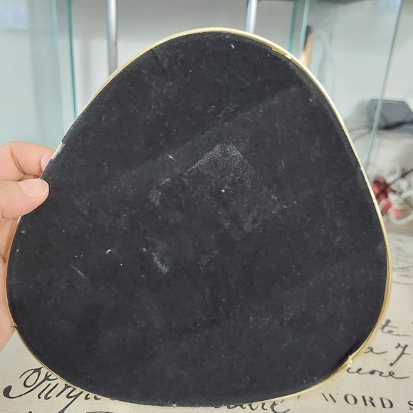 Gold Rimmed Triangular Mirror Vanity Tray Perfect For Makeup or Jewelry Anything - Picture 2 of 5